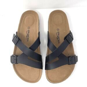 Seranoma Double Buckle Criss Cross Sandals Cork Footbed Size 11 NWOB